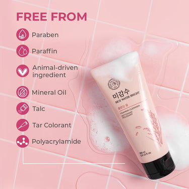 The Face Shop Rice Water Bright Foaming Face Wash 100ml | Face Wash for Glowing Skin | Cleanser for Uneven Skin Tone | Korean Skin Care, For Oily skin